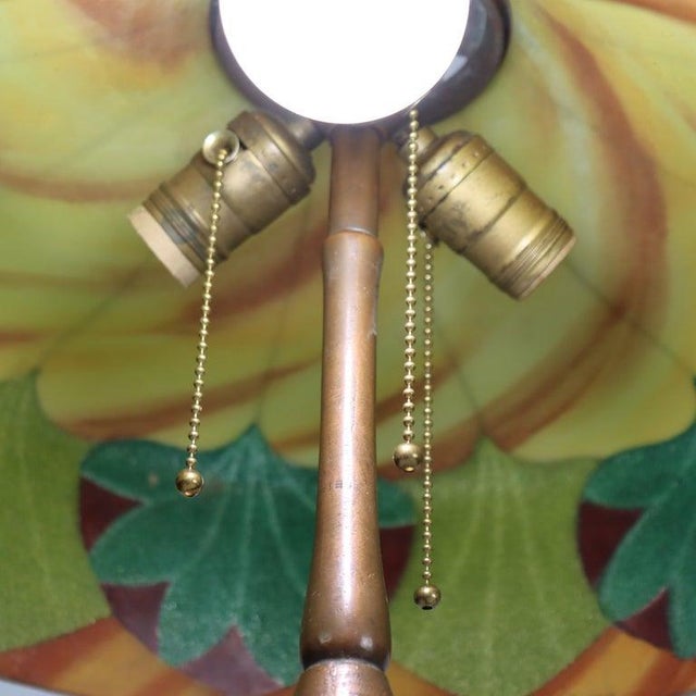 Antique Arts & Crafts Handel Reverse Painted Stylized Foliage Table Lamp C1920 For Sale - Image 6 of 8
