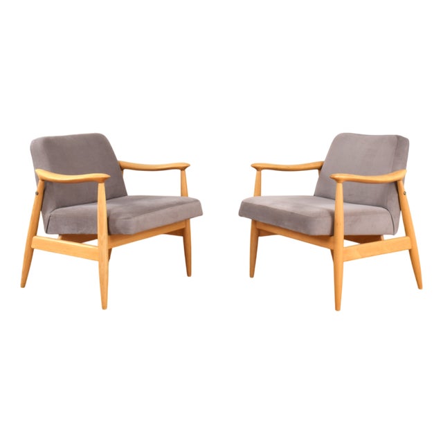 Mid-Century Polish Lounge Chairs from J. Kędziorek, 1960s, Set of 2 For Sale