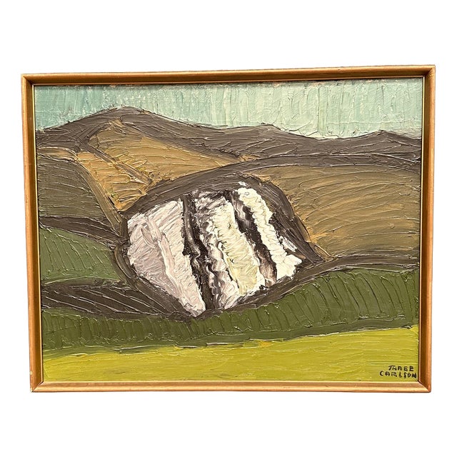 Thage Carlson, Abstract Landscape, 1950s, Oil on Panel, Framed For Sale