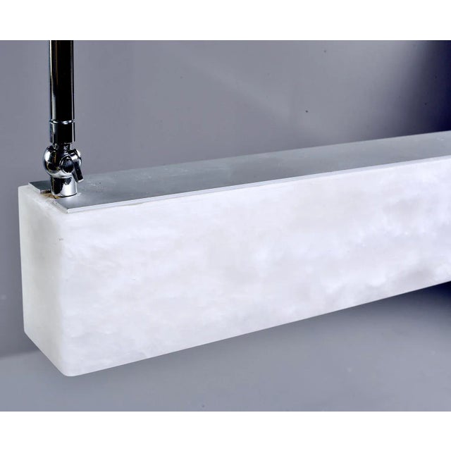 Modern Italian Alabaster Rectangular Pendant Light With Chrome Fittings For Sale - Image 3 of 12