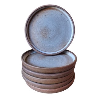 Stoneware Plates from Ratilly, 1970s, Set of 6 For Sale