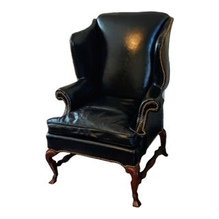 Rare No. 200 Bicentennial Limited Edition Leather Wingback Chair by Leathercraft-Hickory Nc. Excellent Condition For Sale