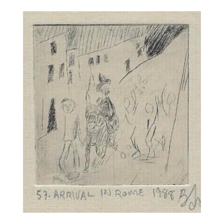 1988 Arrival in Rome Miniature Etching For Sale