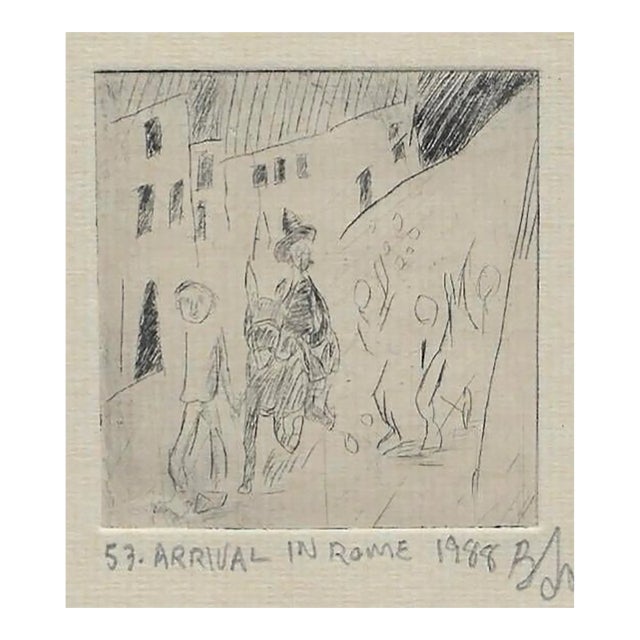 1988 Arrival in Rome Miniature Etching For Sale