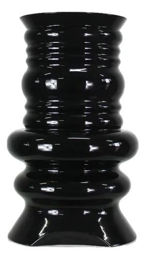 Jaipur Vase in Black Enamelled Ceramic by Sergio Asti, 1980s