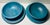 Beautiful, rare pair of large wooden serving bowls with under liners by Ralp Lauren. Made in Italy. Original blue color...