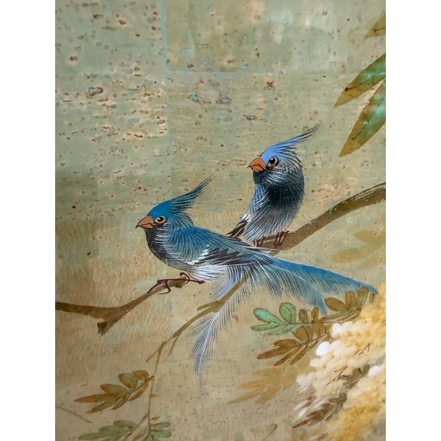 Asian Style Artwork Bird on Flower Composition, Signed For Sale - Image 10 of 12