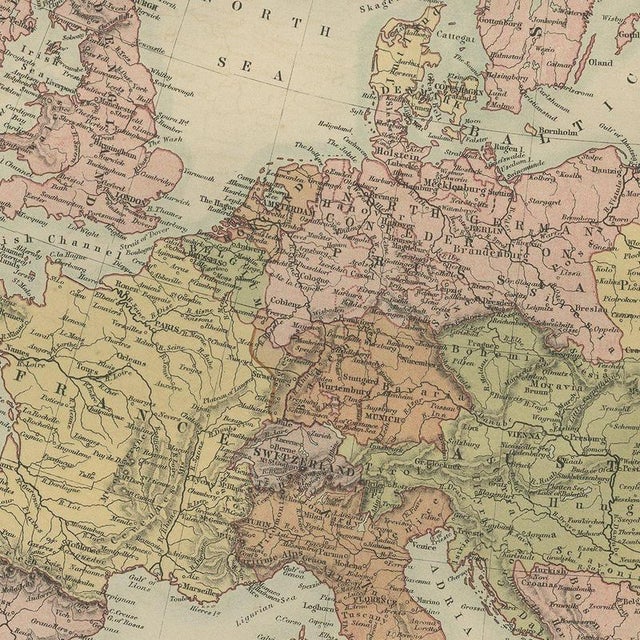 Antique Map of Europe from Blacks General Atlas, Edinburgh, 1870 For Sale - Image 4 of 9