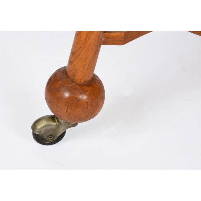 Italian Art Deco Solid Fruitwood Trolley Bar Cart, 1940s For Sale - Image 12 of 15