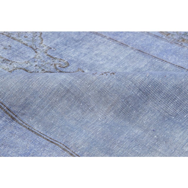 1960s Designed Persian Overdyed Wool Rug in Light Blue For Sale - Image 5 of 9