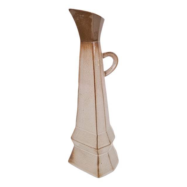 Cubist Pitcher Vase in Ceramic, 1950s For Sale