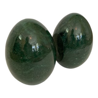 Green Alabaster Bookends - a Pair For Sale