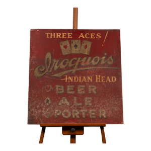 Vintage Iroquois Beer "Three Aces" Painted Tin Sign
