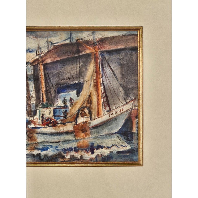 Vintage Nautical Watercolor, Circa 1950 For Sale - Image 4 of 5