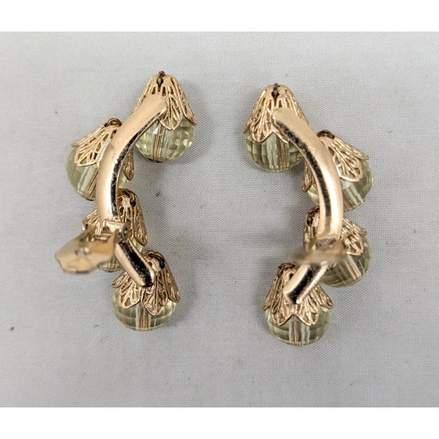 Vintage 1950s Signed Napier Yellow Disco Ball Clip Earrings-2 Pieces For Sale - Image 12 of 12