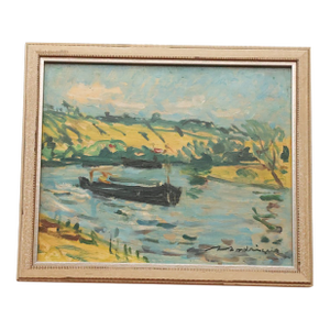 20th Century French Pastel Town Painting