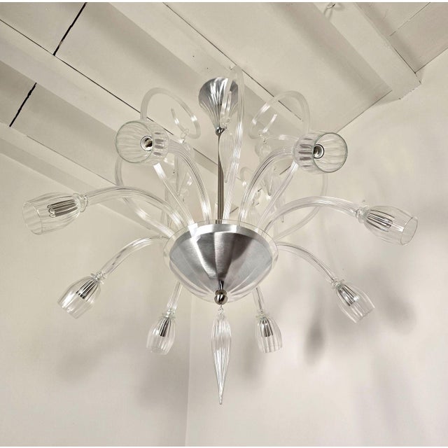 Transparent 1970s Murano Glass Mid-Century Modern Chandeliers - A Pair For Sale - Image 8 of 15