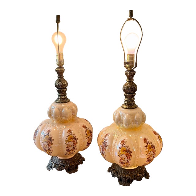 Mid 20th Century Carl Falkestein Bubble Regency Beaded Lamps - a Pair For Sale