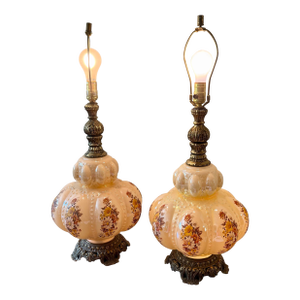Mid 20th Century Carl Falkestein Bubble Regency Beaded Lamps - a Pair