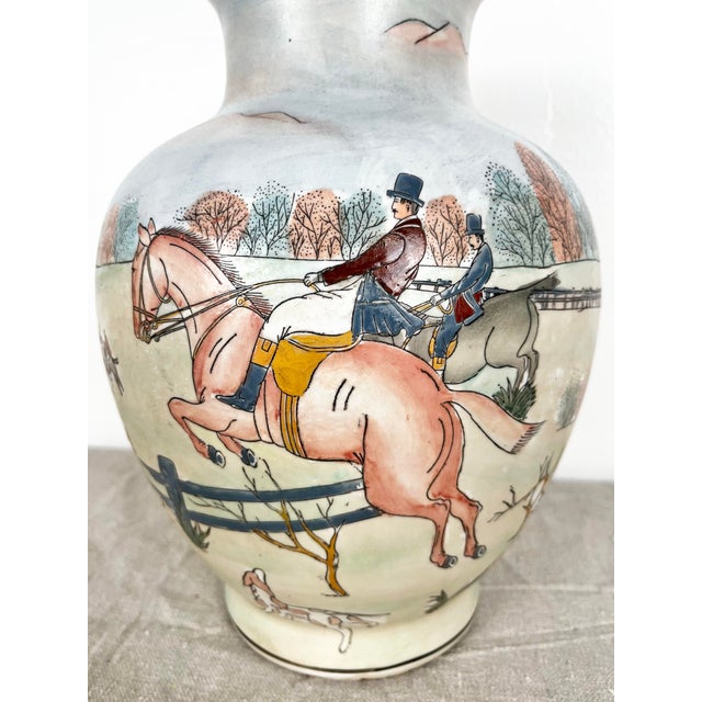 Late 20th Century Vintage Equestrian Fox Hunting Scene Vase For Sale - Image 5 of 10