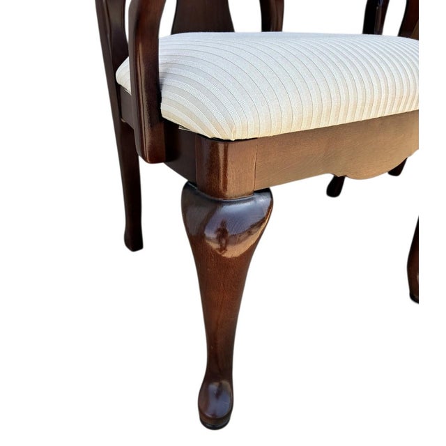 Wood Pair Thomasville Collectors Cherry Queen Ann Dining Room Side Armchair 1990s For Sale - Image 7 of 16