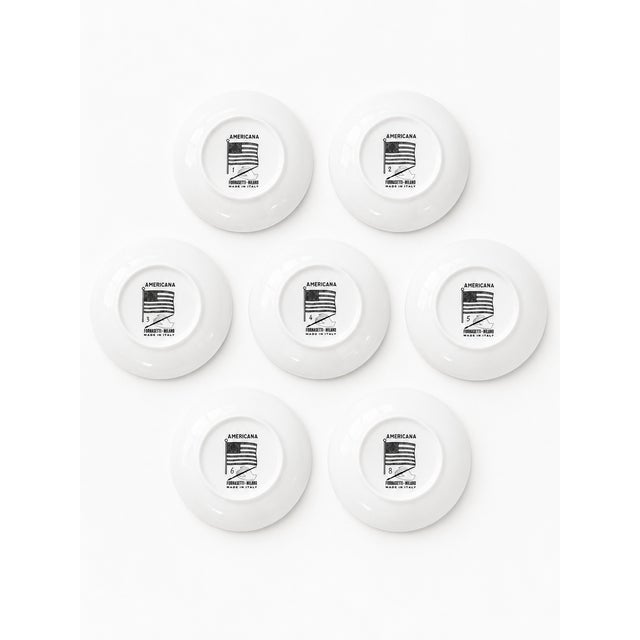 Mid-Century Modern Americana Coasters in Porcelain with American Historical Figures by Piero Fornasetti, 1960s, Set of 7 For Sale - Image 3 of 11