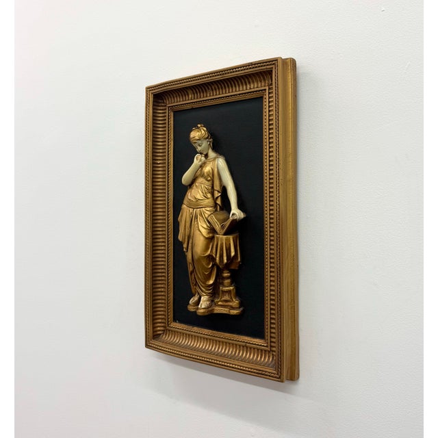Mid 20th Century Vintage Neoclassical Gilt Figural Wall Plaque For Sale - Image 5 of 6