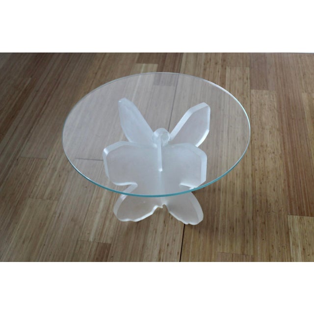 1980s Lion in Frost Style Lucite Butterfly Wing Shape Mid-Century Coffee Table Base For Sale - Image 16 of 16