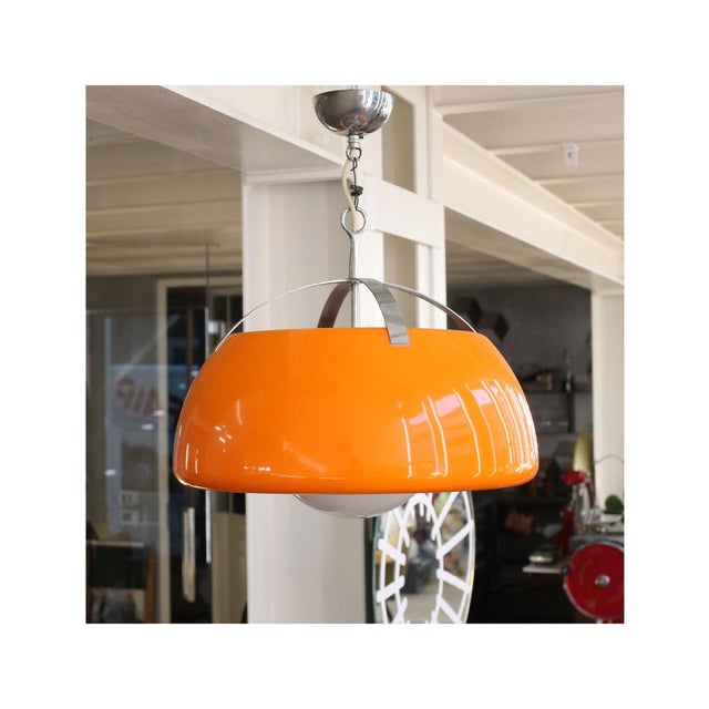 Orange Pendant Light attributed to Artemide, 1960s For Sale - Image 3 of 8