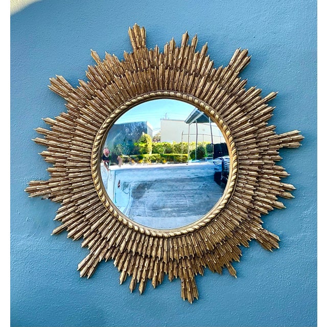 Vintage Gilt Starburst Mirror For Sale - Image 11 of 12