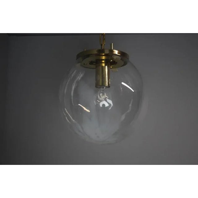 Metal Vintage Glass Pendant Light by Kamenický Šenov, 1970s For Sale - Image 7 of 13