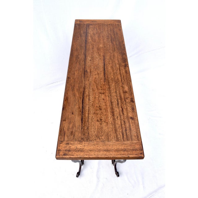 Spanish Colonial Console Table, Forged Iron & Oak, Italy, 1990s For Sale - Image 9 of 11