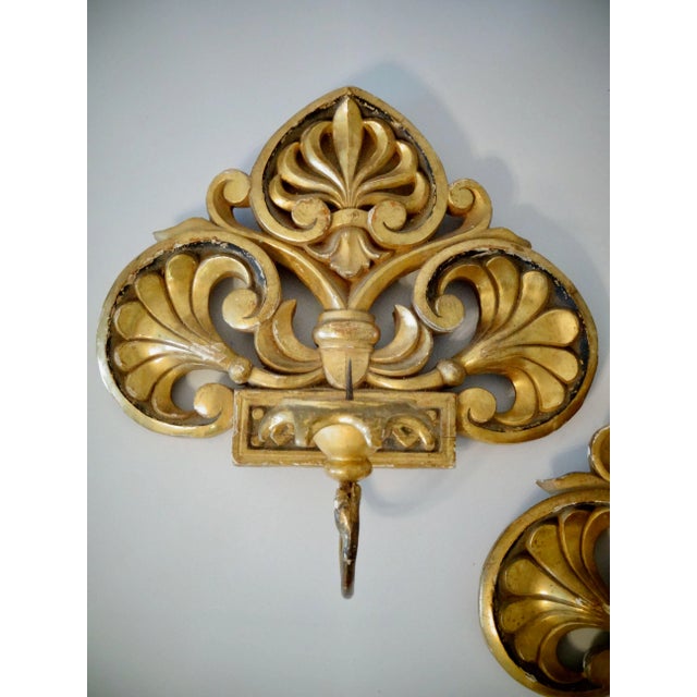 Wood 19th-Century Italian Gilt Candle Sconces, a Pair For Sale - Image 7 of 12