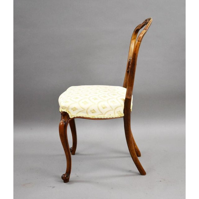 Cream Victorian Walnut Balloon Back Dining Chairs, 1860, Set of 4 For Sale - Image 8 of 10