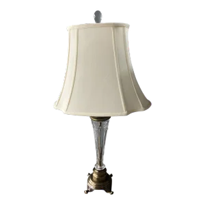 Antique Glass and Brass Table Lamp