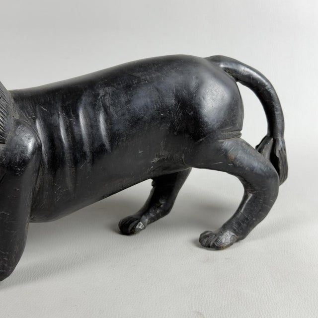 Vintage Modernist Ebonized Wood Lion, 1960s For Sale - Image 10 of 15
