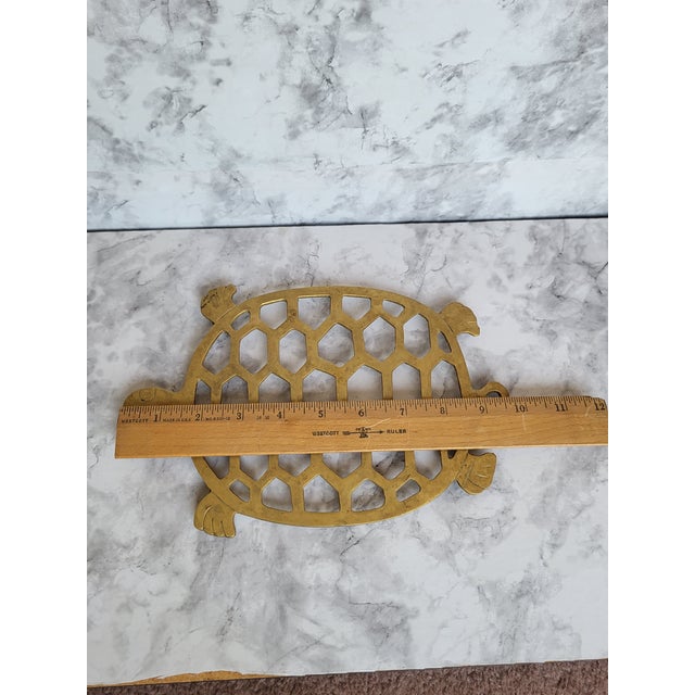 Vintage Mid Century Brass Turtle Trivet For Sale - Image 11 of 12