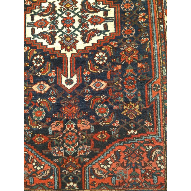 Vintage Persian Bakhtiari Rug, Handwoven Wool, Floral Pattern, Navy & Ivory, 5x7 For Sale - Image 11 of 14