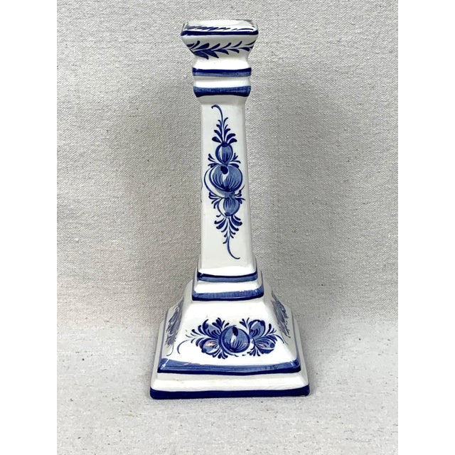 Vintage Blue & White Candle Holder For Sale - Image 4 of 10