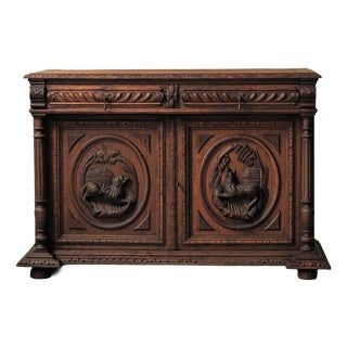 Antique Neo-Renaissance Carved Sideboard, 1800s For Sale