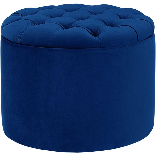 Queen Navy Velvet Storage Ottoman For Sale In Los Angeles - Image 6 of 6