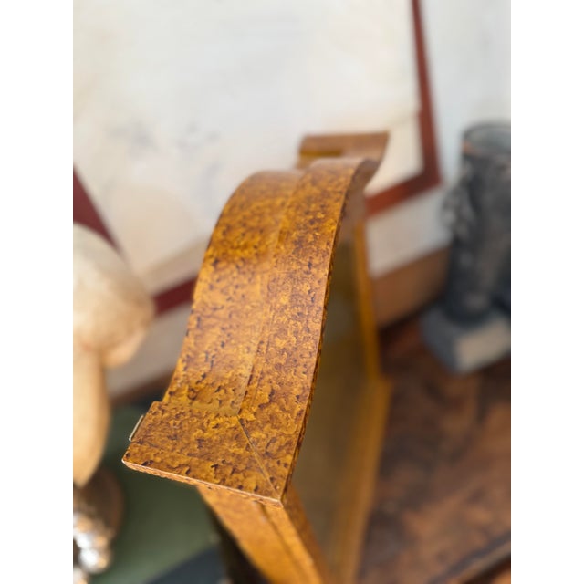 1960s Vintage Italian Burlwood Finish Hanging Wall Curio Cabinet Glass Shelves Made in Italy For Sale - Image 5 of 12