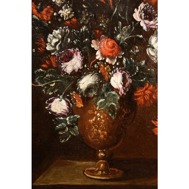 Rococo Francesca Volò Smiller detta Vincenzina, Still Life with Flowers, 1680, Oil on Canvas For Sale - Image 3 of 15