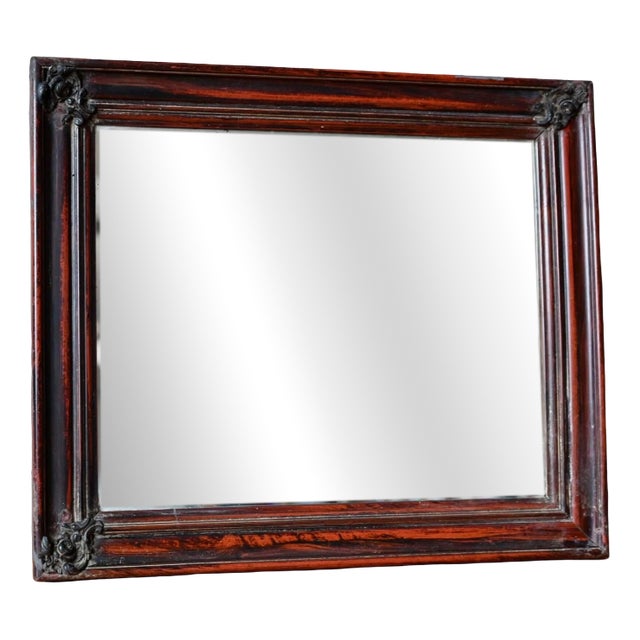 Antique Napoleon III Bohemian Mirror in Painted Faux Wood, 1940s For Sale
