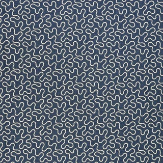 Sample - Schumacher Meander Embroidery Fabric in Indigo For Sale