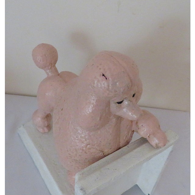 Pair of Cast Iron Pink French Poodle Dog Bookends For Sale In Providence - Image 6 of 7