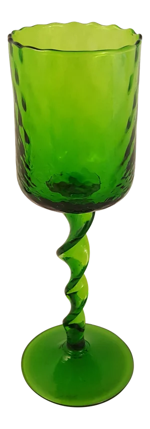 Italian 1950s Empoli Green Optic Twisted Stem Vase