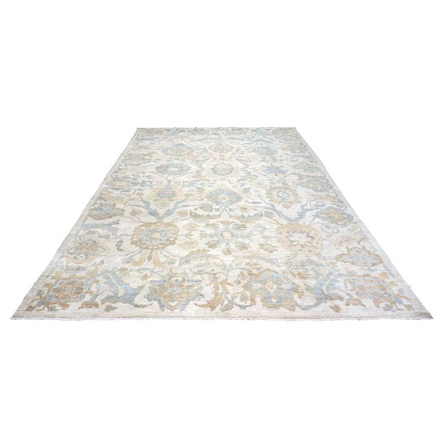 Condition: New Origin: Persia Design: Sultanabad Actual size: 9'10" X 14'0" Thickness: 1/4" Color: Ivory, Light Blue, Tan,...