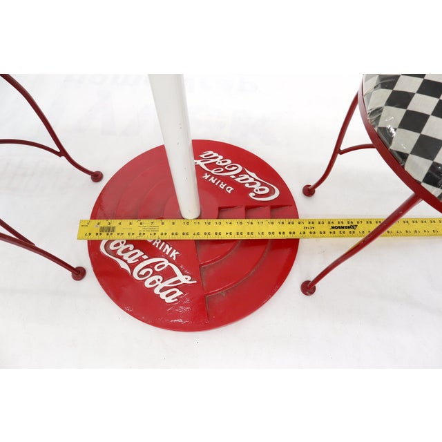 Mid 20th Century Two Chairs Cast Iron Marble-Top Table Coca-Cola Dinette Ice Cream Set Cafe Table - 3 Pieces For Sale - Image 5 of 13