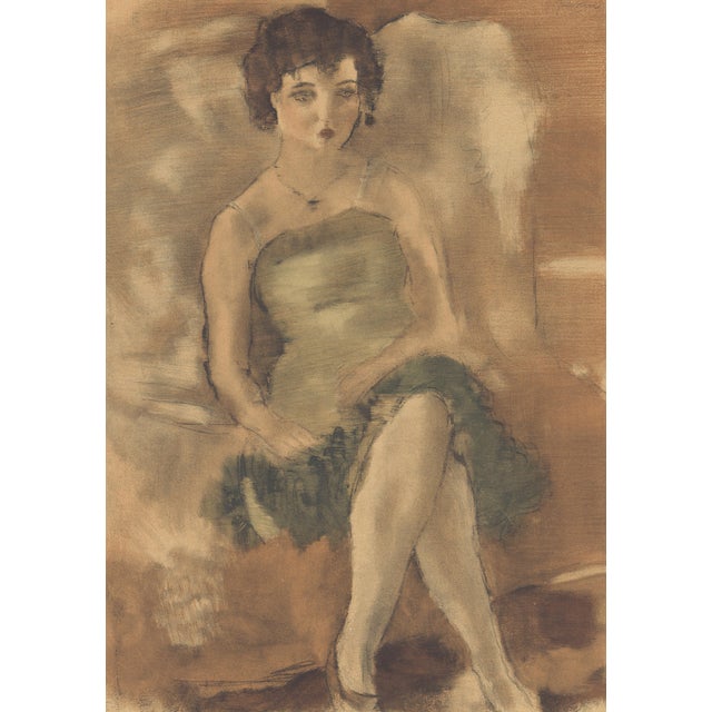 Original limited edition 1954 lithograph after the 1927 painting "La Dame en Vert" (The Lady in Green) by Jules Pascin...